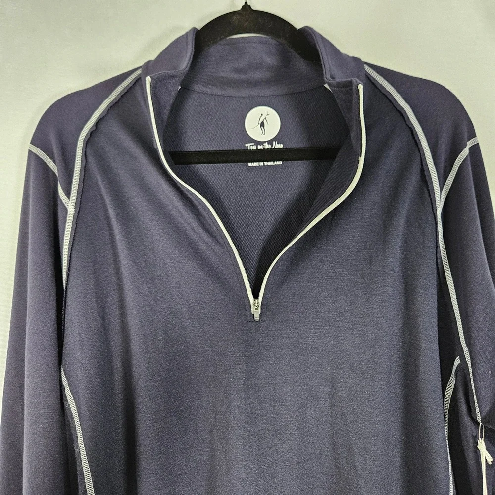 NWT Toes on the Nose Barrel Raglan Half Zip Men L Navy Performance Gorpcore Surf